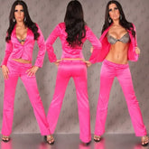 Women’S Hot Pink Satin Silk Hot Coat And Pants. Sm-265