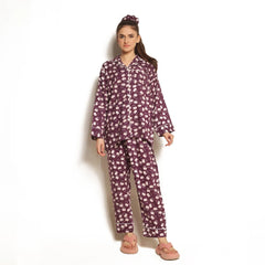 Silk Secret Dusky Petals Linen Pajama Suit