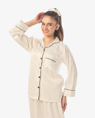 Silk Secret Silk Pajama Suit with Scrunchie - Pearl