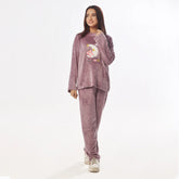 Silk Secret Purple Moon Fleece Pajama Suit