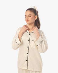 Silk Secret Silk Pajama Suit with Scrunchie - Pearl
