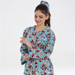 Silk Secret Linen Pajama Suit with Scrunchie - Crimson Comfort