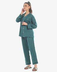 Silk Secret Silk Pajama Suit with Scrunchie - Pearl