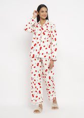 Silk Secret Linen Pajama Suit with Scrunchie - Sweet Cherry