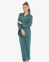 Silk Secret Silk Pajama Suit with Scrunchie - Pearl