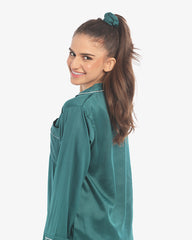 Silk Secret Silk Pajama Suit with Scrunchie - Pearl
