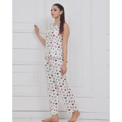 Silk Secret Spice Ceder Strap Jumpsuit Printed Hearts White
