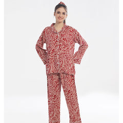 Silk Secret Linen Pajama Suit with Scrunchie - Flame Luxe