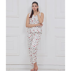 Silk Secret Spice Ceder Strap Jumpsuit Printed Hearts White