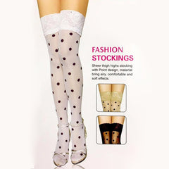 Silk Secret Polka Dots Women Leg Stocking White