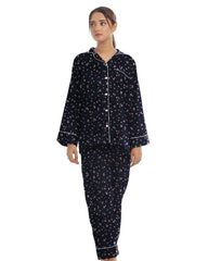 Silk Secret Linen Pajama Suit with Scrunchie - Floral Nights