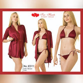 Silk Secret Allure - Silk Robe with Bra and Panty