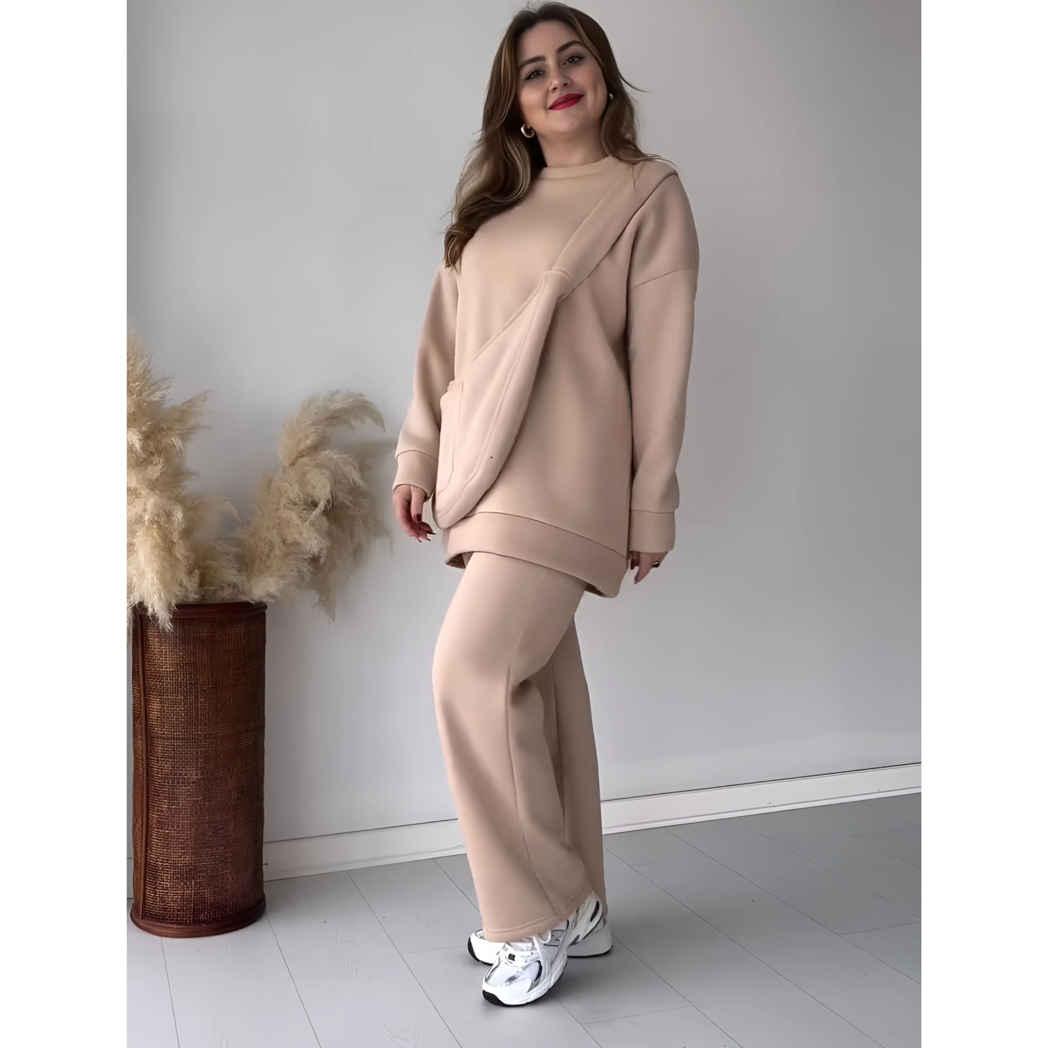 Silk Secret Rich Fleece Casual Drop Shoulder Tracksuit Suit With Bag
