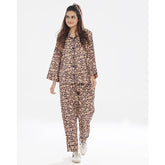 Silk Secret Silk Pajama Suit with Scrunchie - Cheetah Charm