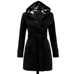 Silk Secret Fleece Double Breasted Waist Belt Long Coat