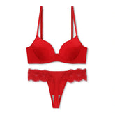 Silk Secret Charming Red Embroidered Padded Bra and Panty Set