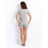 Women'S Heather Grey Contrast Jersey Nightsuit. Mj-2700
