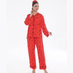 Silk Secret Black Hearts Linen Pajama Suit with Scrunchie