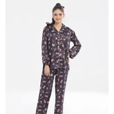 Silk Secret Silk Pajama Suit with Scrunchie - Dark Fleur