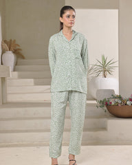 Silk Secret Linen Pajama Suit with Scrunchie - Spring Breeze