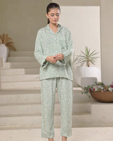 Silk Secret Linen Pajama Suit with Scrunchie - Spring Breeze