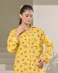 Silk Secret Linen Pajama Suit with Scrunchie - Sunny Blossom