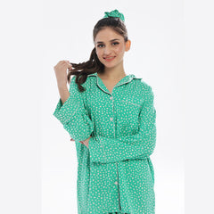 Silk Secret Leafy Bloom Linen Pajama Suit with Scrunchie