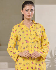 Silk Secret Linen Pajama Suit with Scrunchie - Sunny Blossom