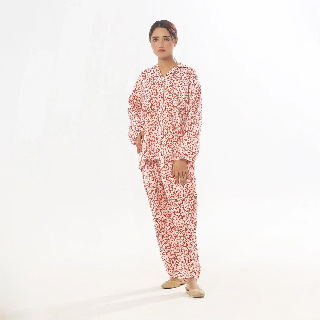 Silk Secret Mat Daisy Linen Pajama Suit
