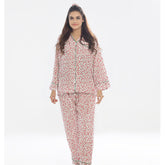 Silk Secret Linen Pajama Suit with Scrunchie - Ivory Flora