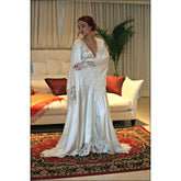 White Venice Lace Silk 4Pcs Sleepwear For Women
