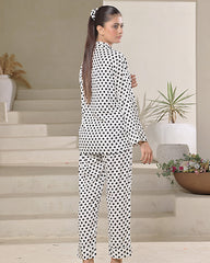 Silk Secret Linen Pajama Suit with Scrunchie - Dot Weave