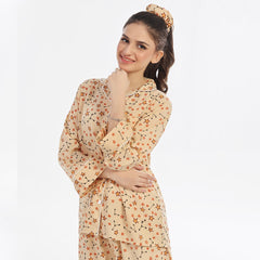 Silk Secret Twinkle Night Linen Pajama Suit with Scrunchie