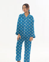 Silk Secret Linen Pajama Suit with Scrunchie - Cloud Linen