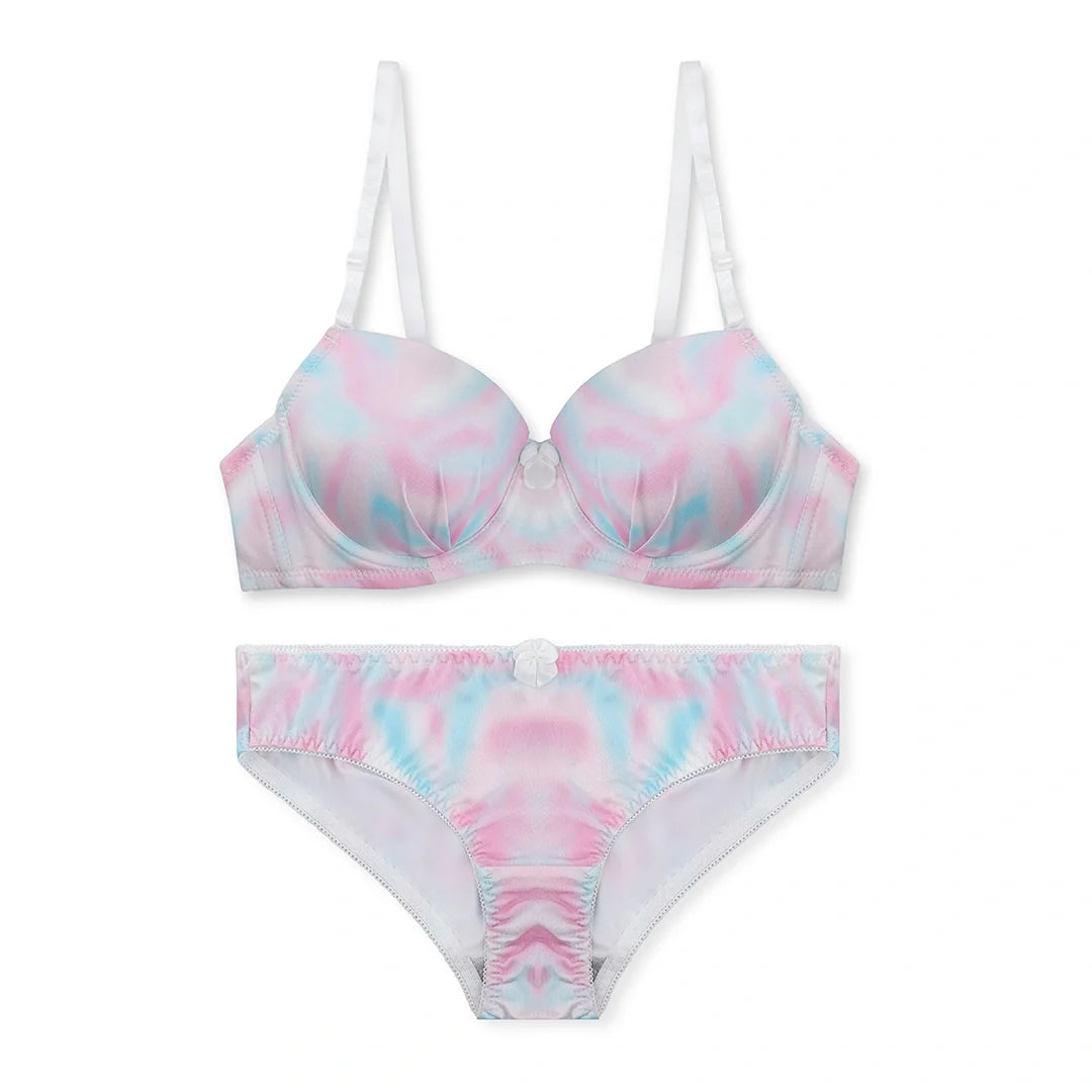 Silk Secret Rainbow Moon Print Padded Bra and Panty Set