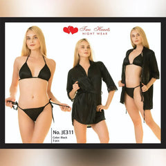 Silk Secret Allure - Silk Robe with Bra and Panty