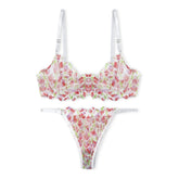 Silk Secret White Floral Non Padded Bra and Panty Set