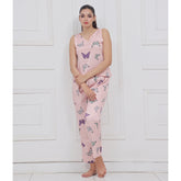 Silk Secret Silk Sleeveless Pj Suit - Dreamy Butterfly