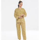Silk Secret Linen Pajama Suit with Scrunchie - Scarlet Slumber