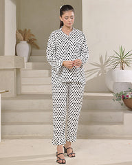 Silk Secret Linen Pajama Suit with Scrunchie - Dot Weave