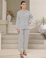 Silk Secret Linen Pajama Suit with Scrunchie - Dot Weave