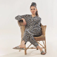 Silk Secret Dark Petals Linen Pajama Suit