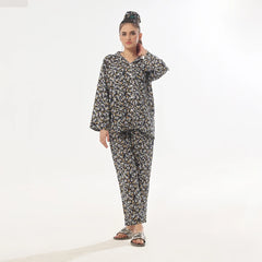 Silk Secret Dark Petals Linen Pajama Suit
