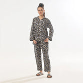 Silk Secret Dark Petals Linen Pajama Suit