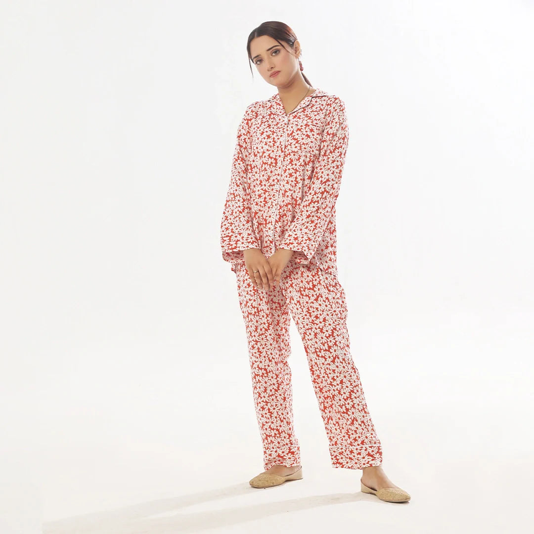 Silk Secret Mat Daisy Linen Pajama Suit
