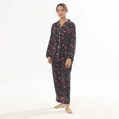 Silk Secret Cherry Linen Pajama Suit
