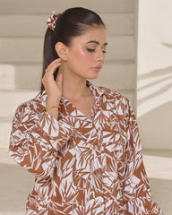 Silk Secret Linen Pajama Suit with Scrunchie - Nature Woven