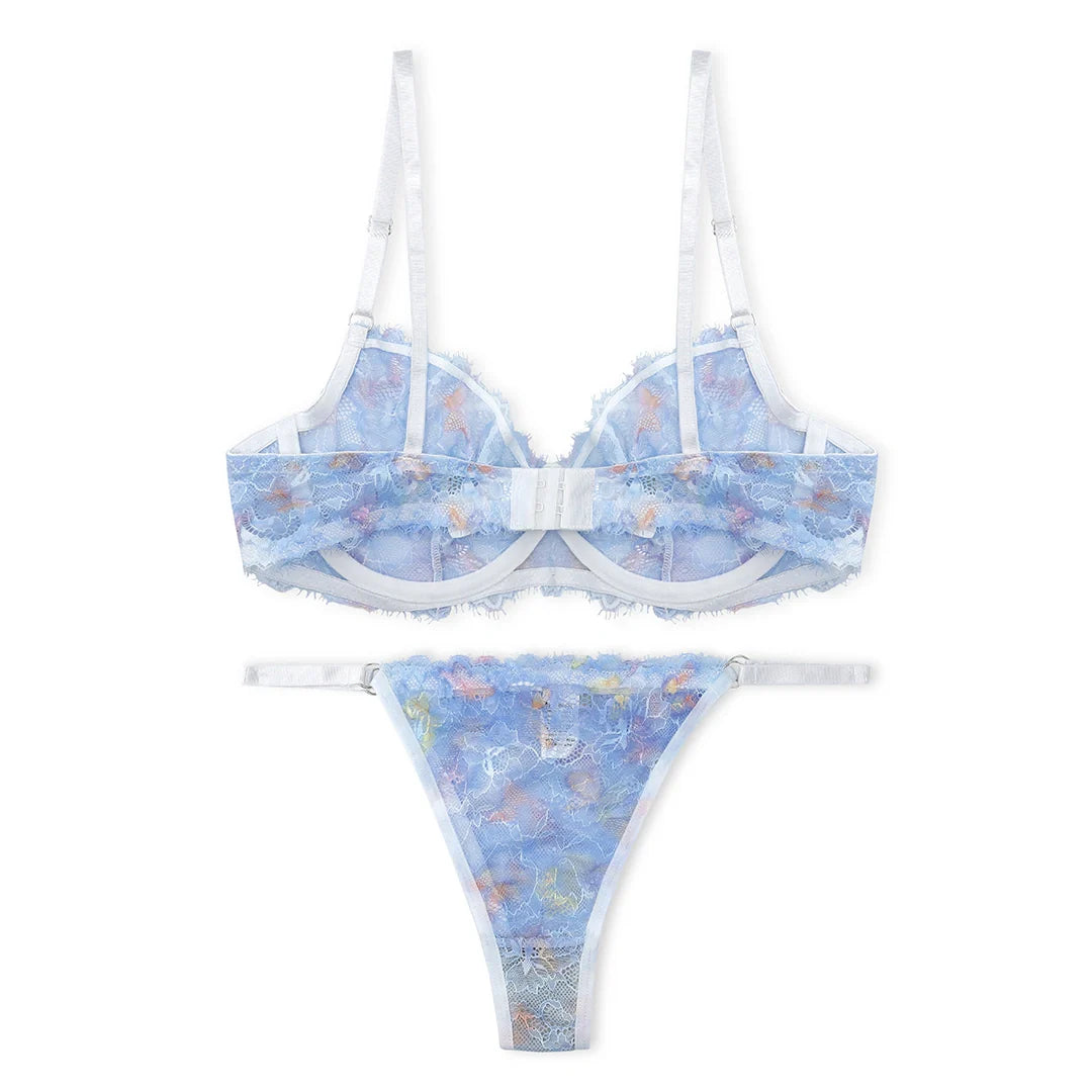Silk Secret Butterfly Print Non Padded Bra and Panty Set
