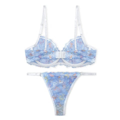 Silk Secret Butterfly Print Non Padded Bra and Panty Set