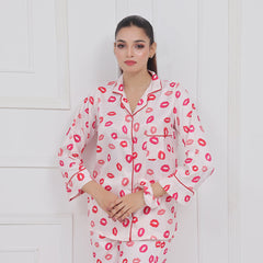 Silk Secret Silk Pajama Suit with Scrunchie - Lush Lips